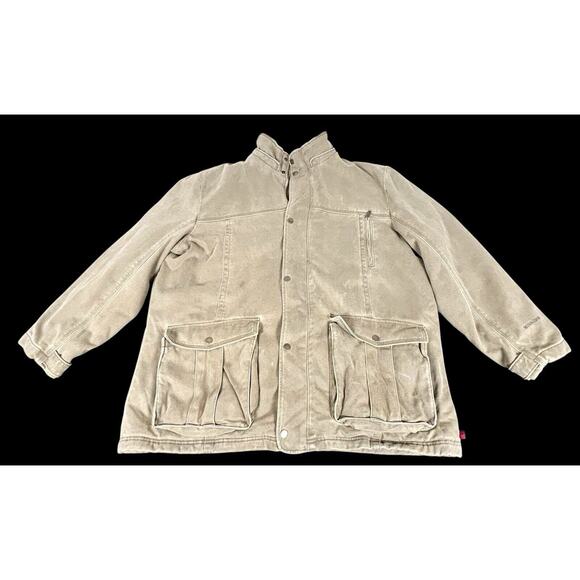 Vtg Woolrich Jacket Tan Brown Barn Chore Coat Men's 2XL Heavy Duty Fleece Lined - Picture 1 of 14